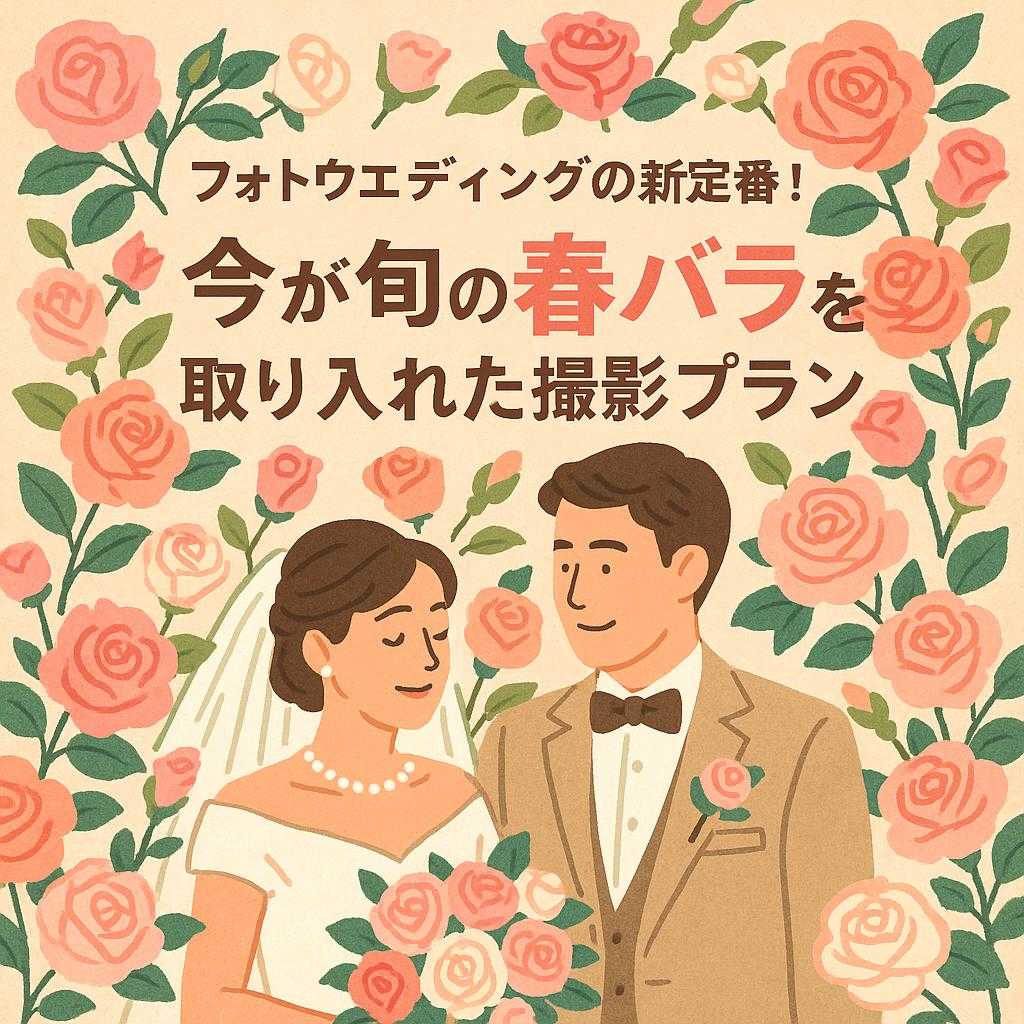 フォトウェディングの新定番！今が旬の春バラを取り入れた撮影プラン