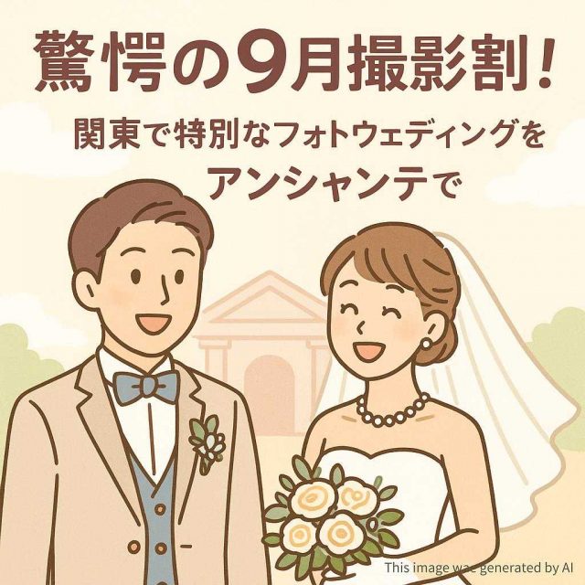 驚愕の9月撮影割！関東で特別なフォトウェディングをアンシャンテで