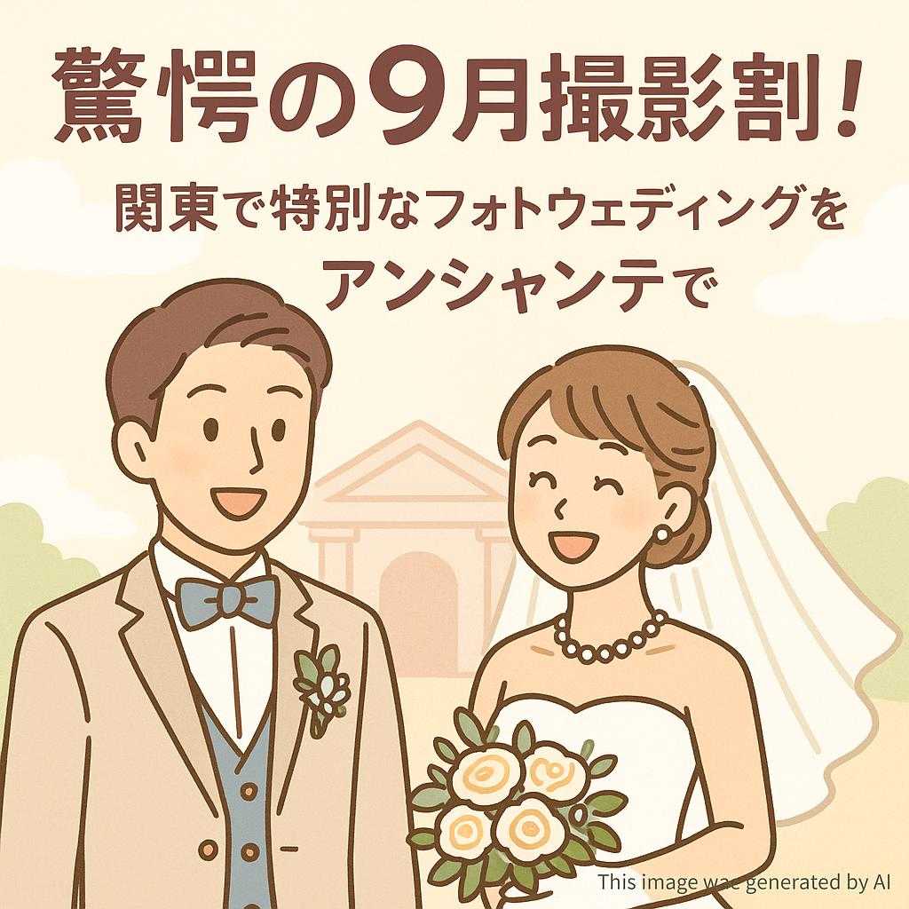 驚愕の9月撮影割！関東で特別なフォトウェディングをアンシャンテで