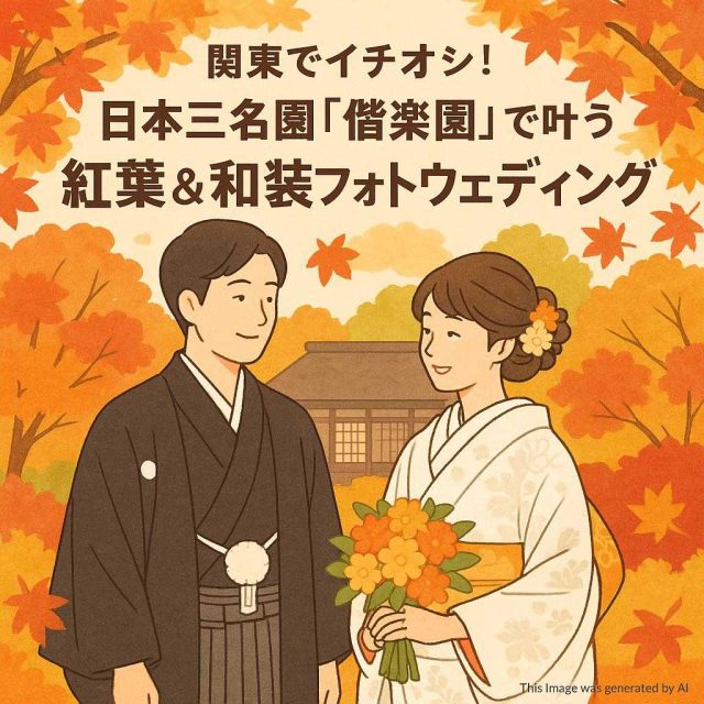 関東でイチオシ！日本三名園「偕楽園」で叶う　紅葉＆和装フォトウェディング