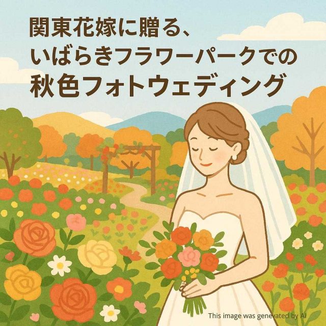 関東花嫁に贈る、いばらきフラワーパークでの秋色フォトウェディング