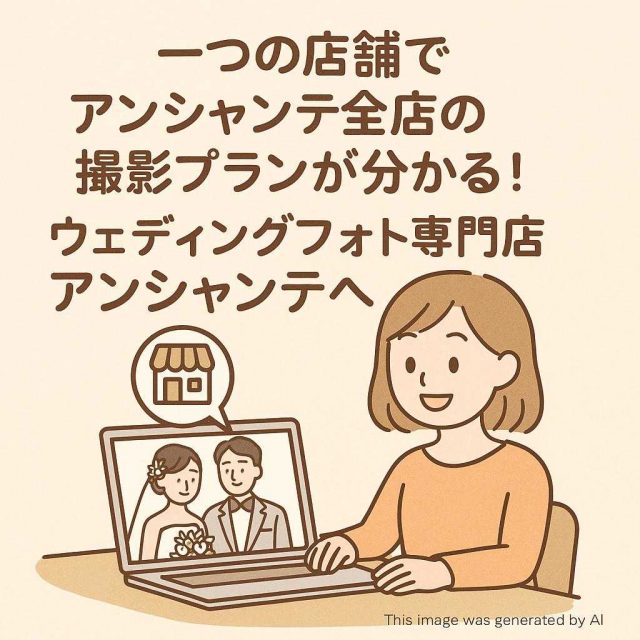 一つの店舗でアンシャンテ全店の撮影プランが分かる！ウェディングフォト専門店アンシャンテへ