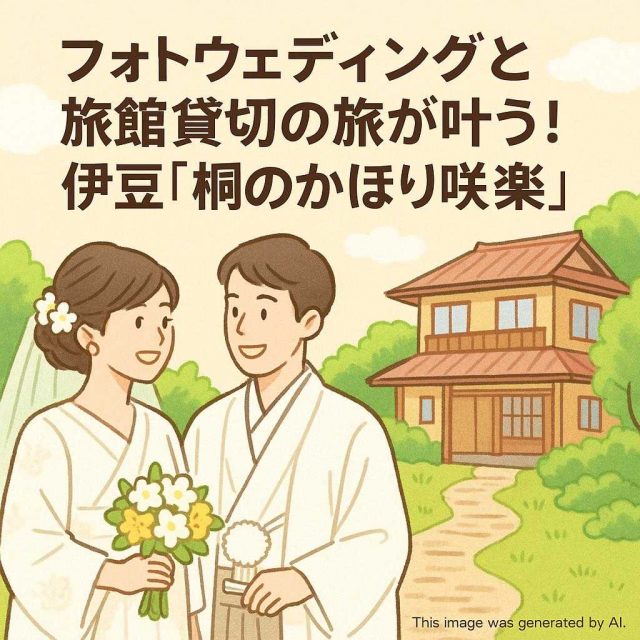 フォトウェディングと旅館貸切の旅が叶う！伊豆「桐のかほり咲楽」
