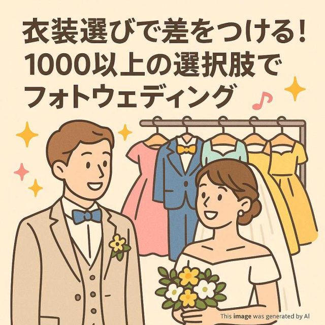 衣装選びで差をつける！1000以上の選択肢でフォトウェディング