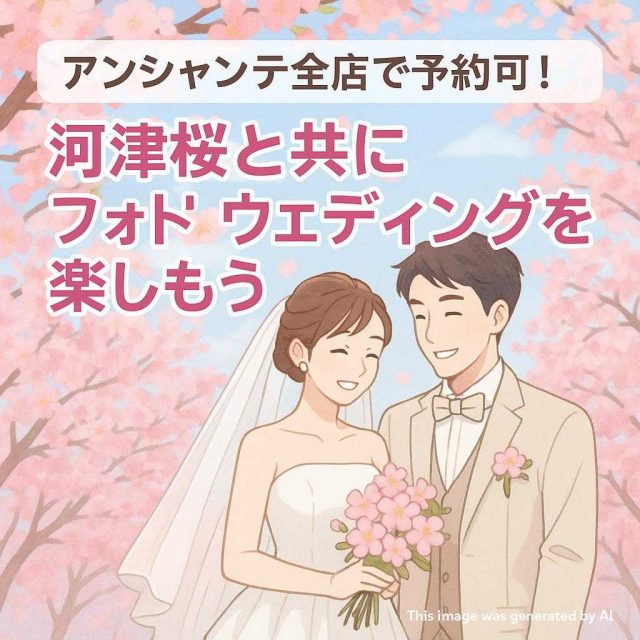 アンシャンテ全店で予約可！河津桜と共にフォトウェディングを楽しもう