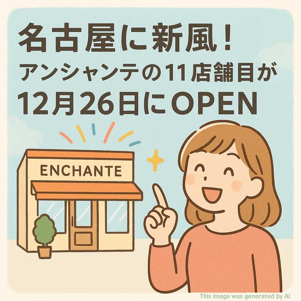 名古屋に新風！アンシャンテの11店舗目が12月26日にOPEN