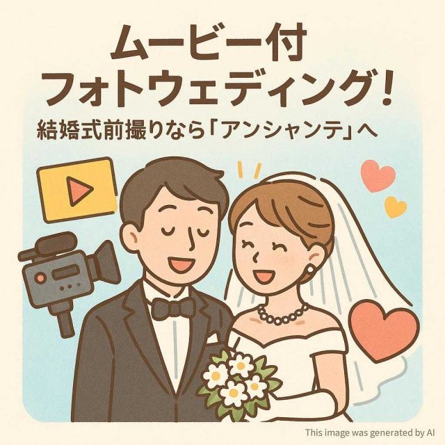 ムービー付フォトウェディング！結婚式前撮りなら「アンシャンテ」へ