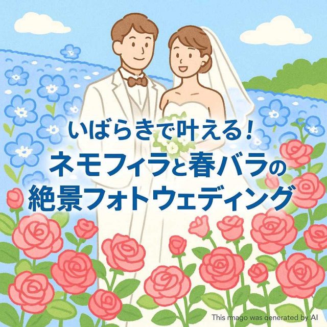 いばらきで叶える！ネモフィラと春バラの絶景フォトウェディング