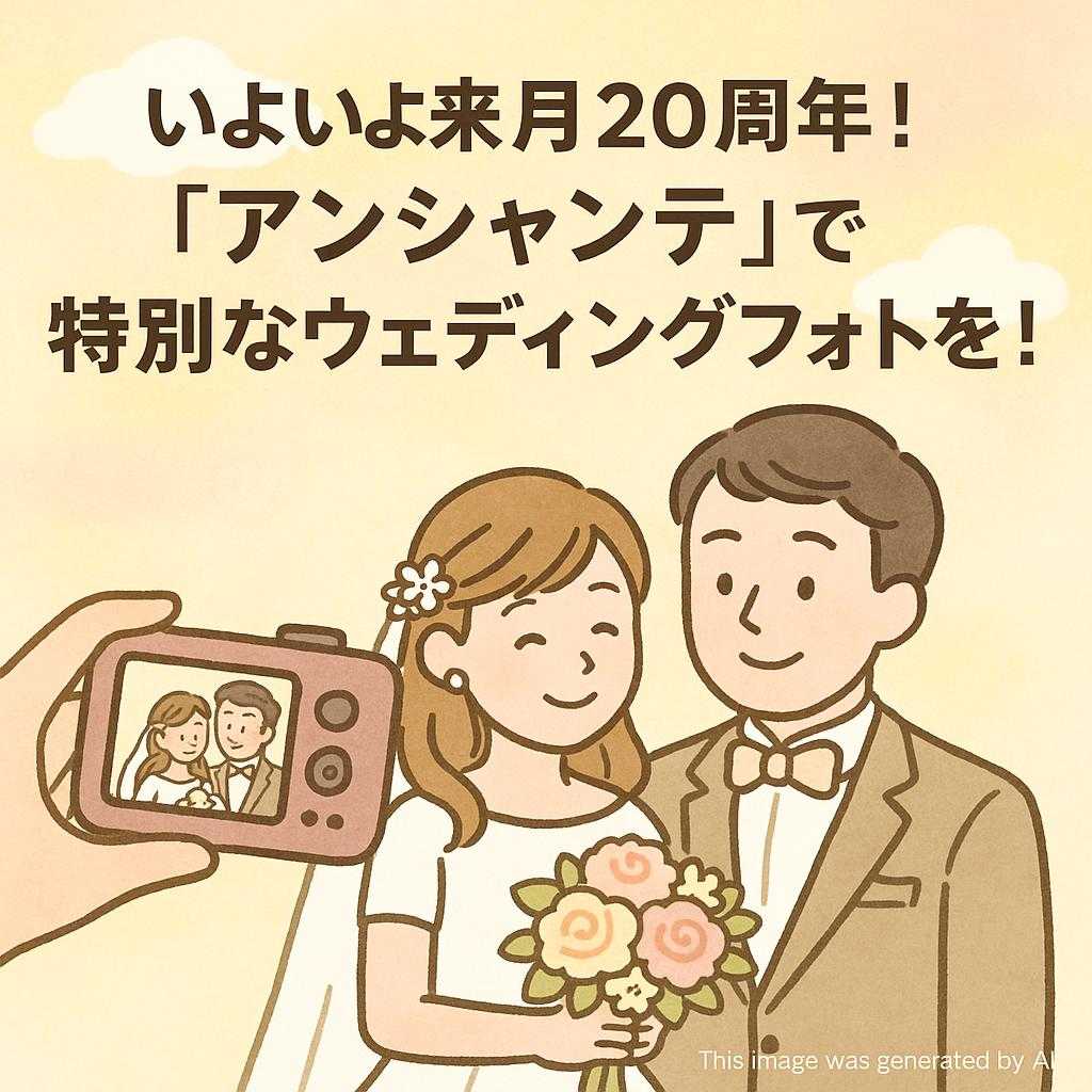いよいよ来月20周年！「アンシャンテ」で特別なウェディングフォトを！