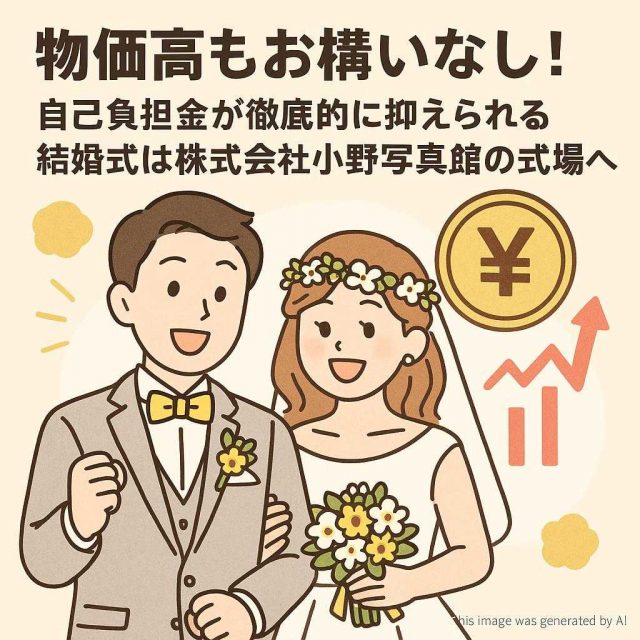 物価高もお構いなし！自己負担金が徹底的に抑えられる結婚式は株式会社小野写真館の式場へ