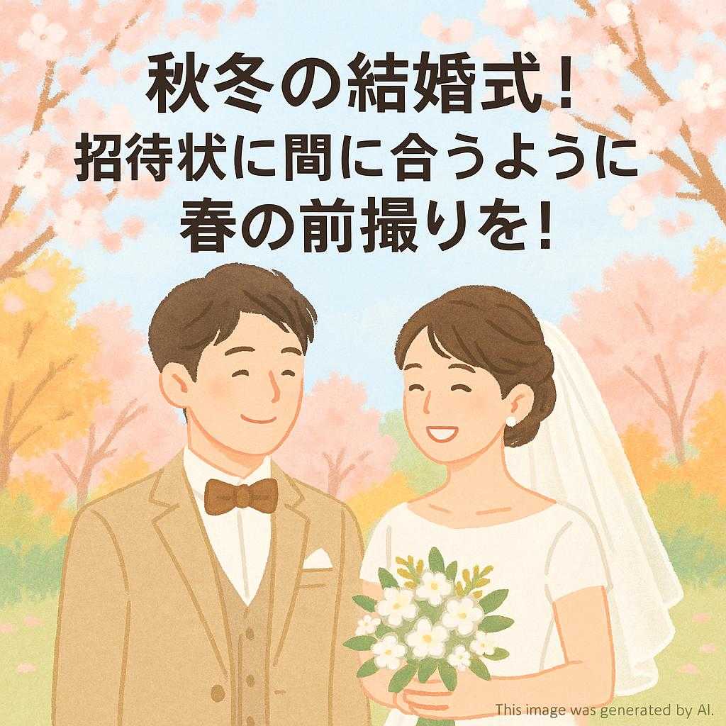 秋冬の結婚式! 招待状に間に合うように春の前撮りを!
