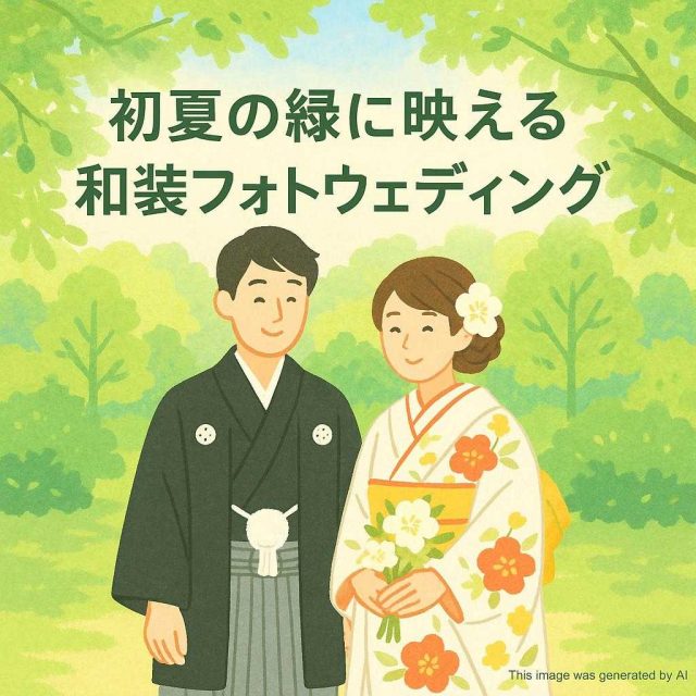 初夏の緑に映える　和装フォトウェディング