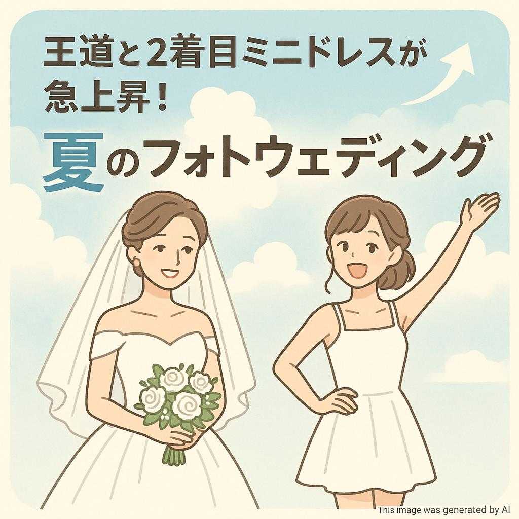 王道と2着目ミニドレスが急上昇！夏のフォトウェディング