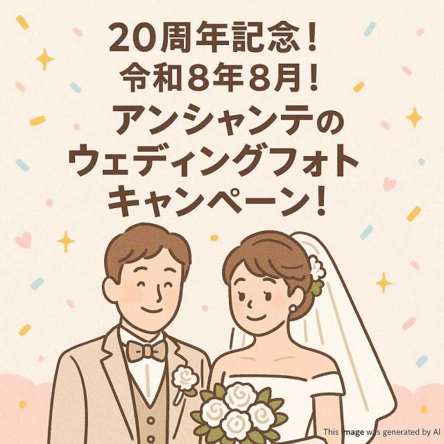 20周年記念！令和8年8月！アンシャンテのウェディングフォトキャンペーン！