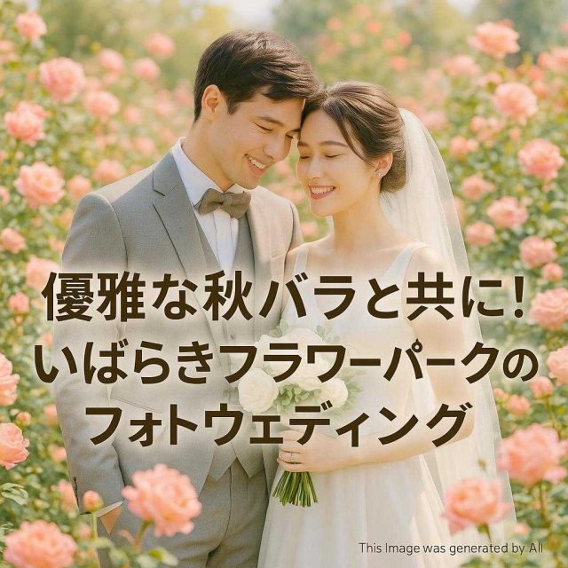優雅な秋バラと共に！いばらきフラワーパークのフォトウェディング